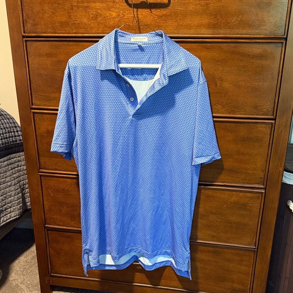 Peter Millar Men's Polo in Light Blue Pattern